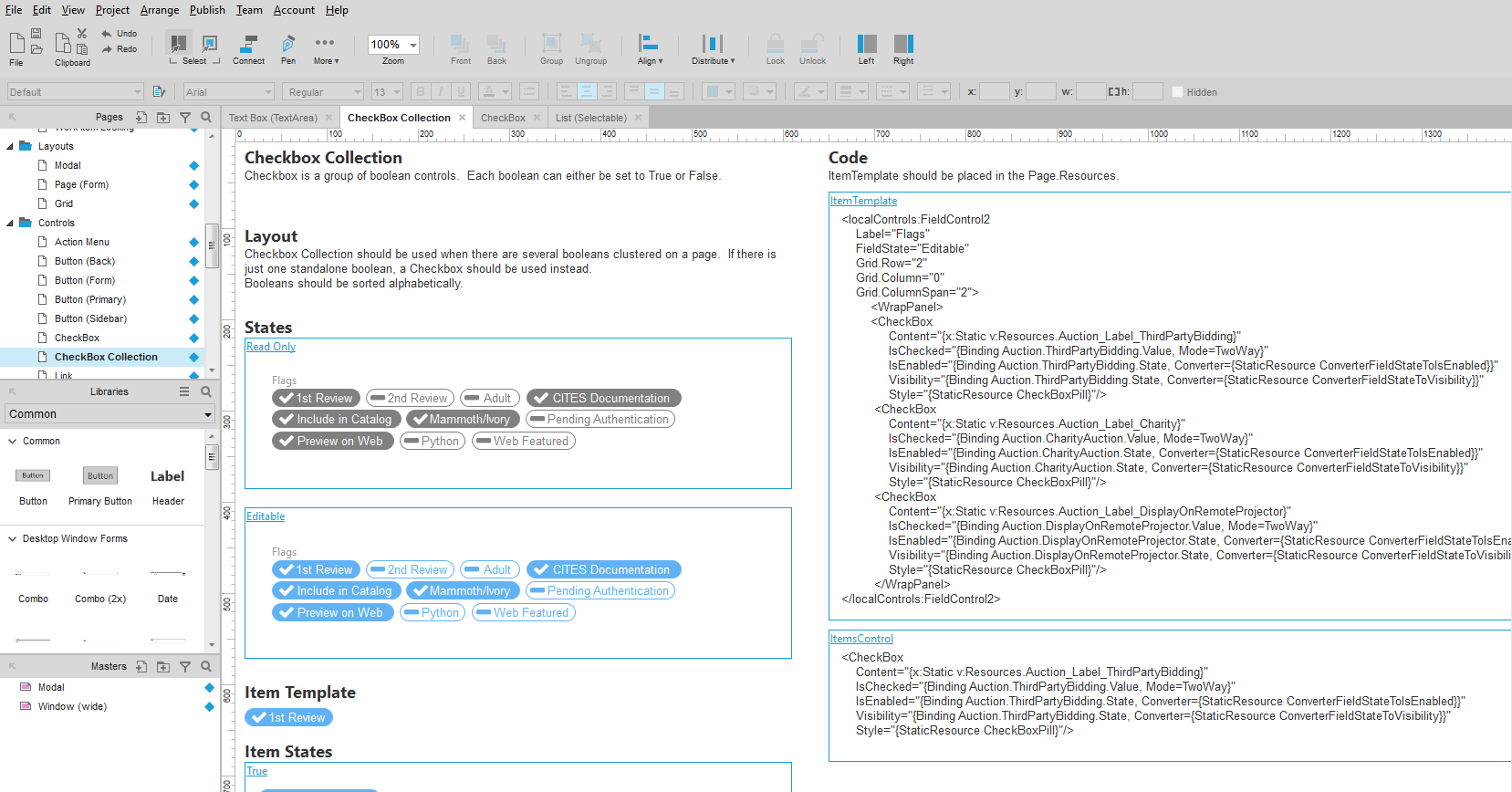 Design Library Checkbox Collection